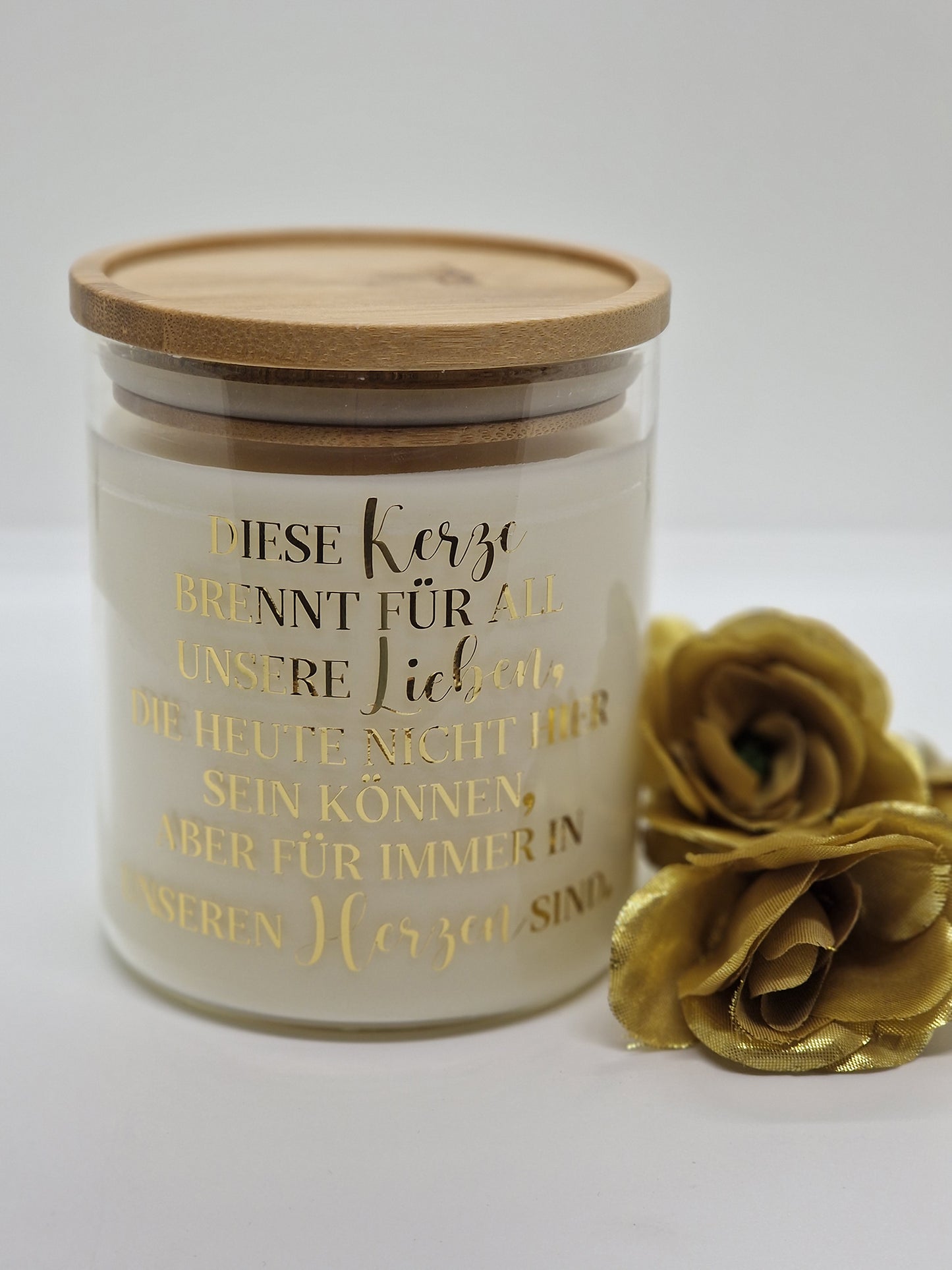 Hochzeit Gedenkkerze für Verstorbene Kerze im Glas personalisiert mit Namen