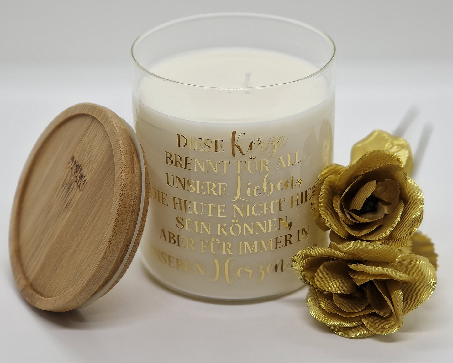 Hochzeit Gedenkkerze für Verstorbene Kerze im Glas personalisiert mit Namen