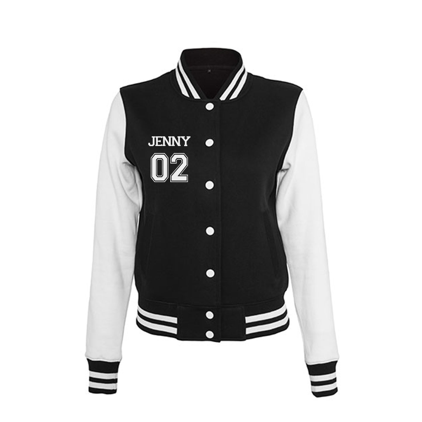 Personalisierte College Jacke schwarz weiß personalisierbar