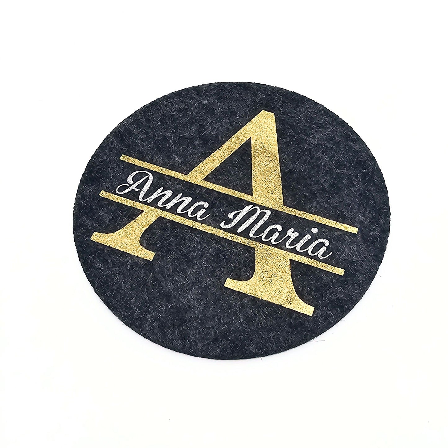 Personalisierte Filzuntersetzer mit Monogragmm und Name