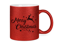 Lade das Bild in den Galerie-Viewer, Weihnachtstasse Glitzertasse Merry Christmas Kaffeetasse
