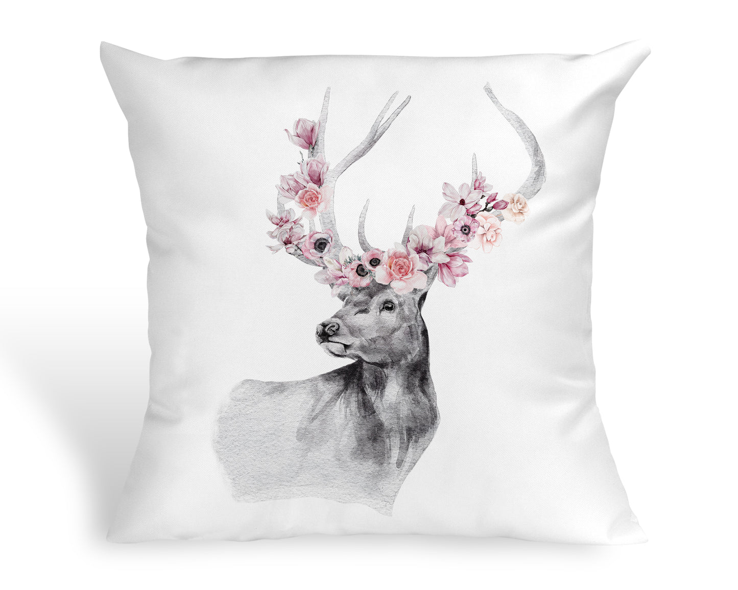 Kissen mit Hirsch Blumen Tiermotiv Geweih