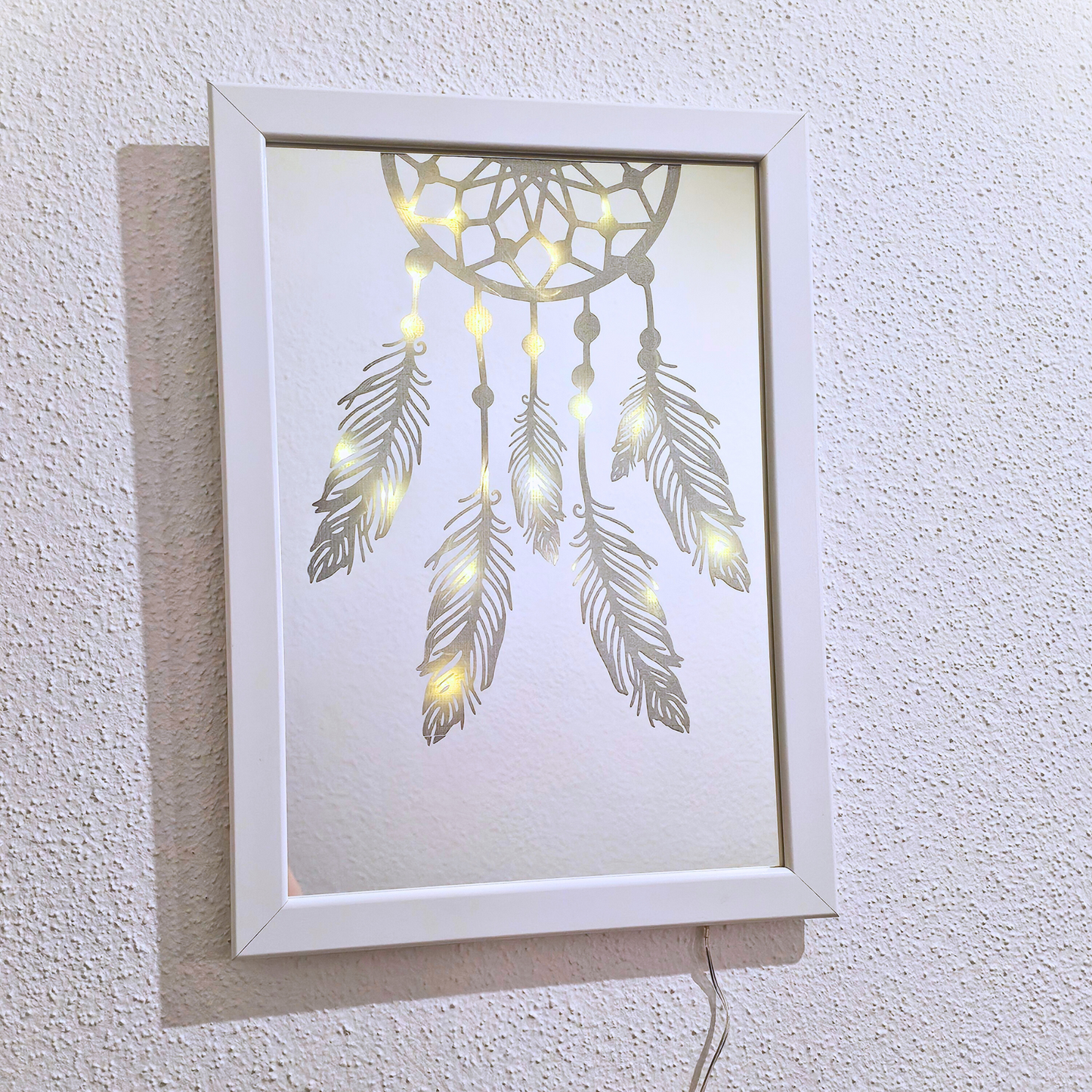 Spiegel mit Gravur Traumfänger Dekospiegel graviert mit Rahmen weiß 21 x 30 cm