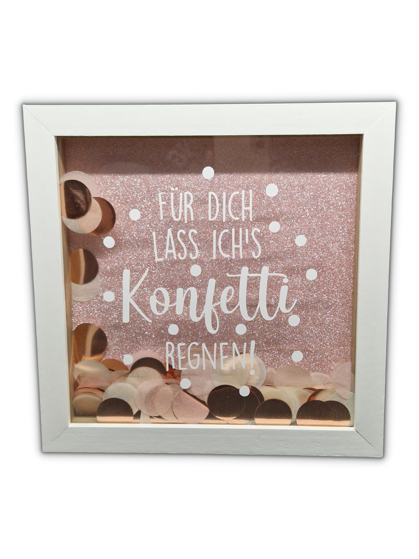 3D Rahmen Bilderrahmen Für dich lass ich's Konfetti Regnen weiß pink Glitzer