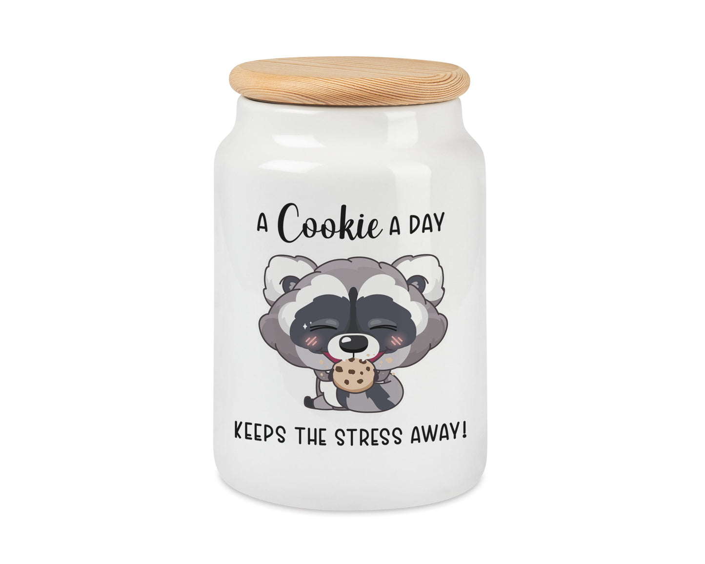 Keksdose Waschbär A cookie a day keeps the stress away Plätzchendose