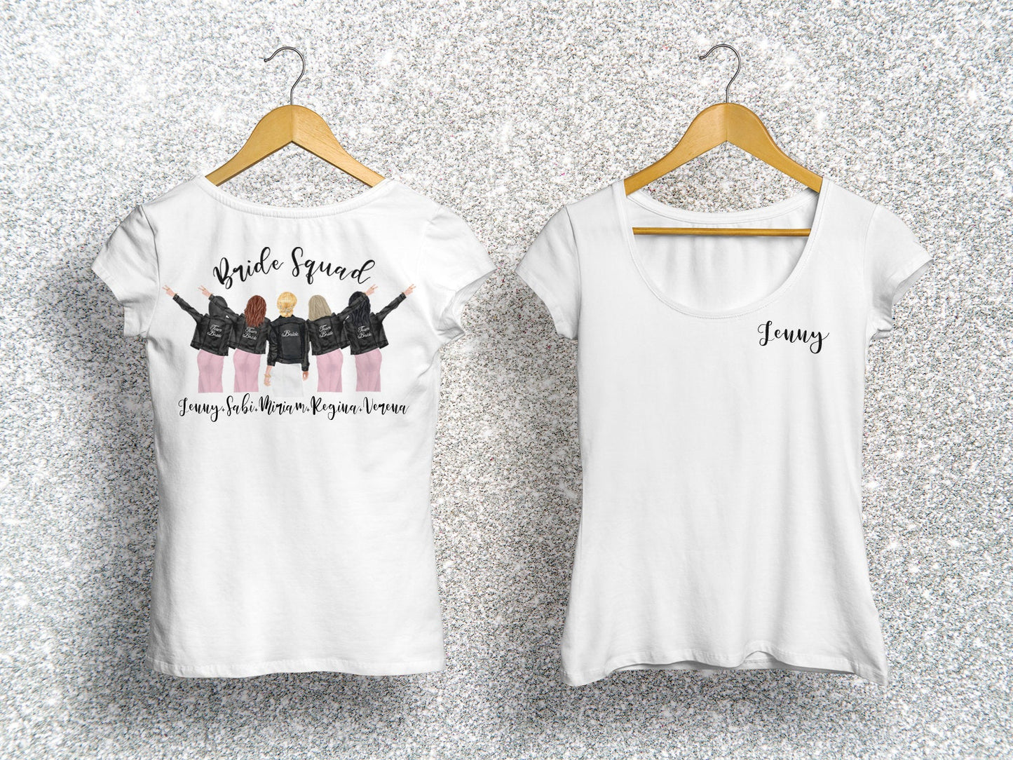 Personalisiertes JGA T-Shirt Junggesellinnenabschied T-Shirt mit personalisiertem Motiv und Text - Tachinedas Kreativshop