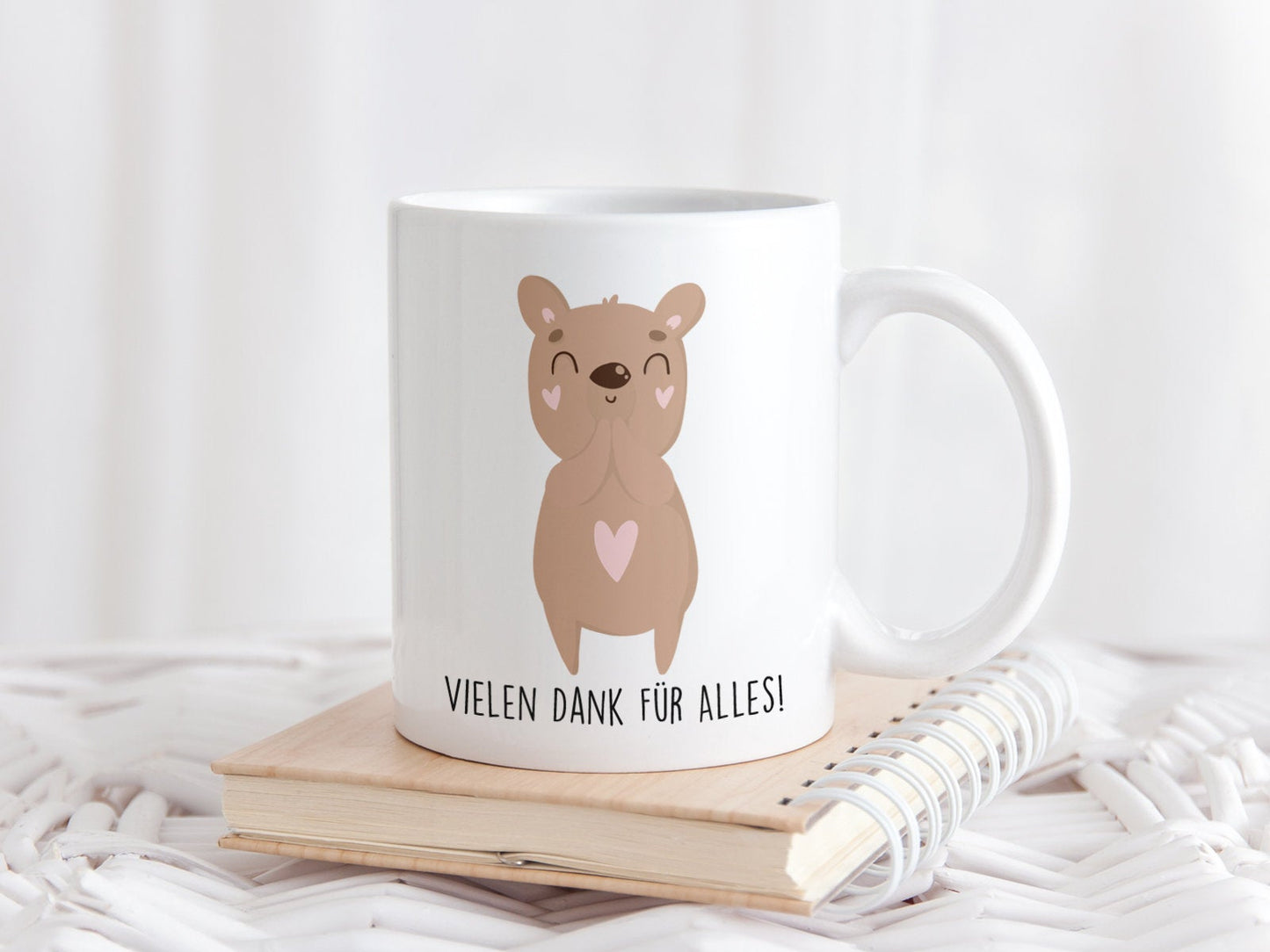 Kaffeetasse mit Bär und Spruch Vielen Dank für alles Dankeschön Geschenk - Tachinedas Kreativshop