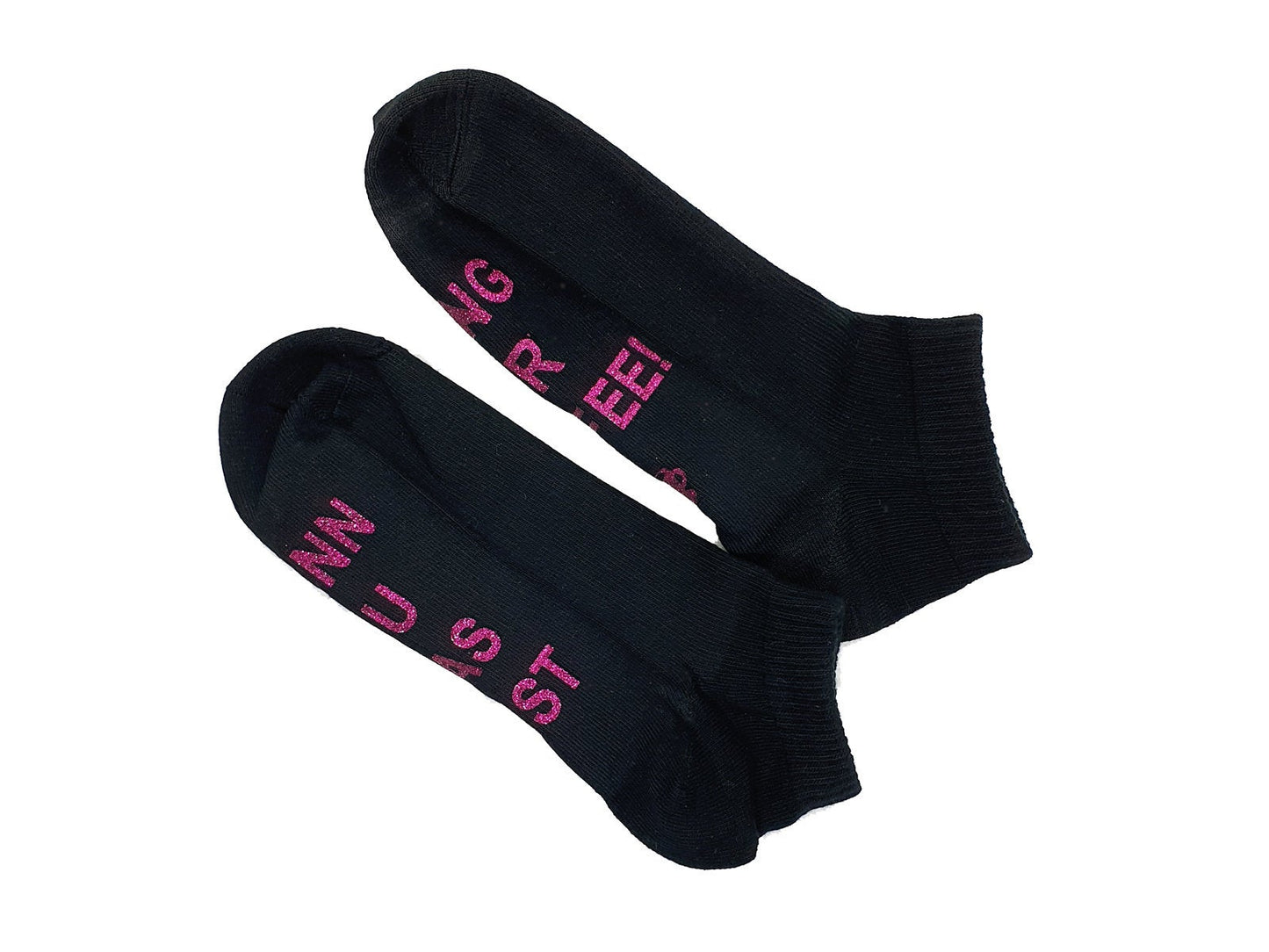 Bedruckte Damen Socken mit Spruch Wenn Du das liest bring mir Kaffee Sneaker Socken mit Glitzer - Tachinedas Kreativshop