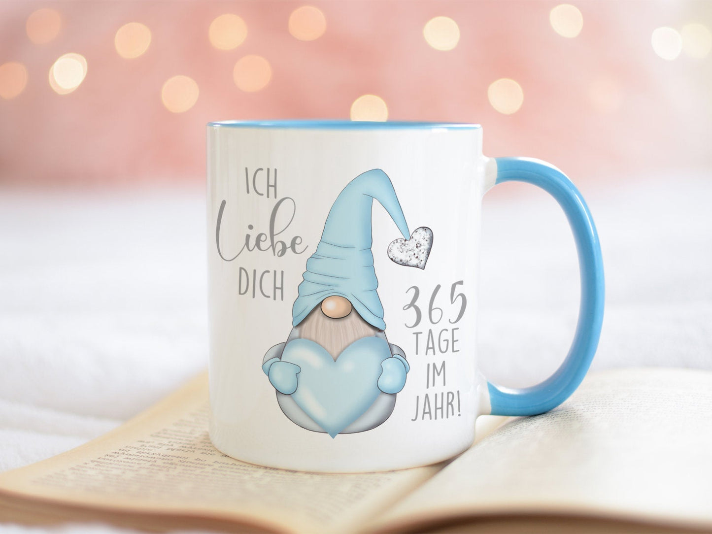 Wichteltasse mit Spruch Ich liebe dich 365 Tage im Jahr Geschenk zum Valentinstag Bedruckte Kaffeetasse mit Wichteln - Tachinedas Kreativshop