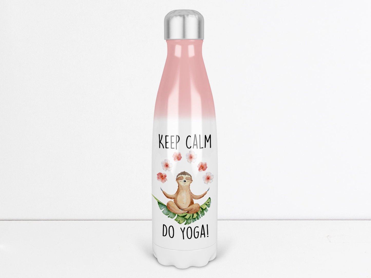 Trinkflasche mit Faultier und Spruch Mach Yoga 500 ml Thermosflasche mit Motiv Edelstahl Thermoflasche - Tachinedas Kreativshop