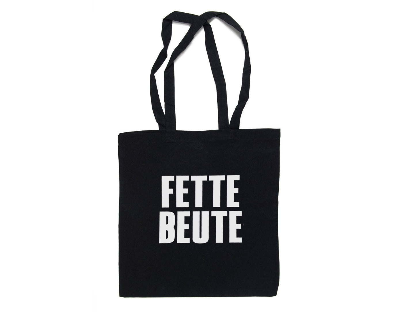 Baumwolltasche mit Spruch Fette Beute schwarz weiß Stofftasche Einkaufstasche bedruckt mit Motiv - Tachinedas Kreativshop