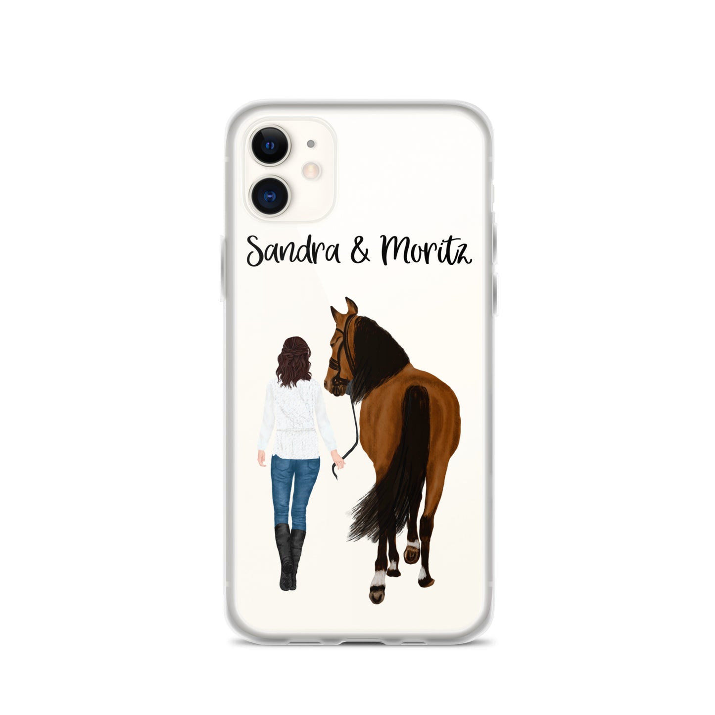 Personalisierte Handyhülle Pferd und Reiter Case mit Wunschnamen Samsung Iphone