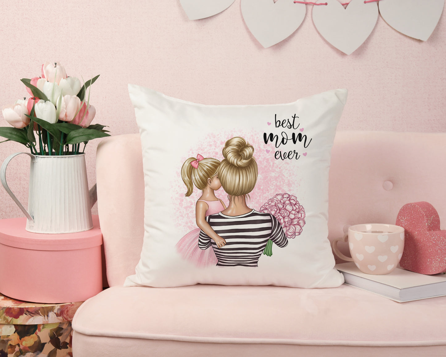 Personalisiertes Kissen Mama mit Kind Mutter Tochter Mami Sohn Muttertag Geschenk