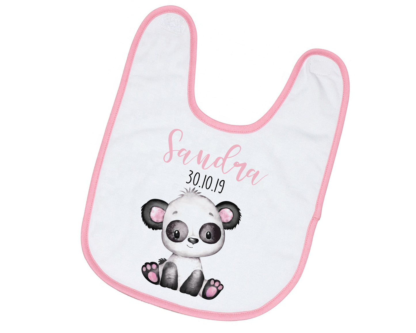 Personalisiertes Baby Lätzchen Panda Bärchen mit Name und Geburtsdatum Geschenk zur Geburt Taufe - Tachinedas Kreativshop