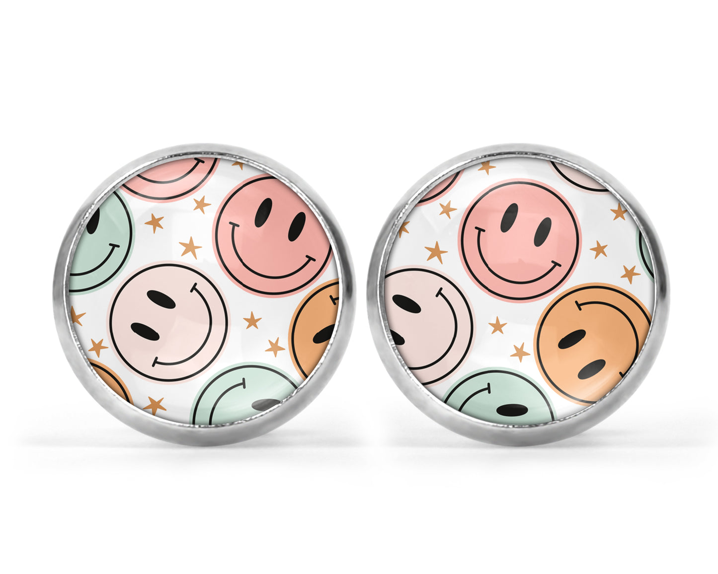 Unisex Ohrstecker Smiley Emojis Ohrringe Edelstahl Ohrschmuck Cabochon