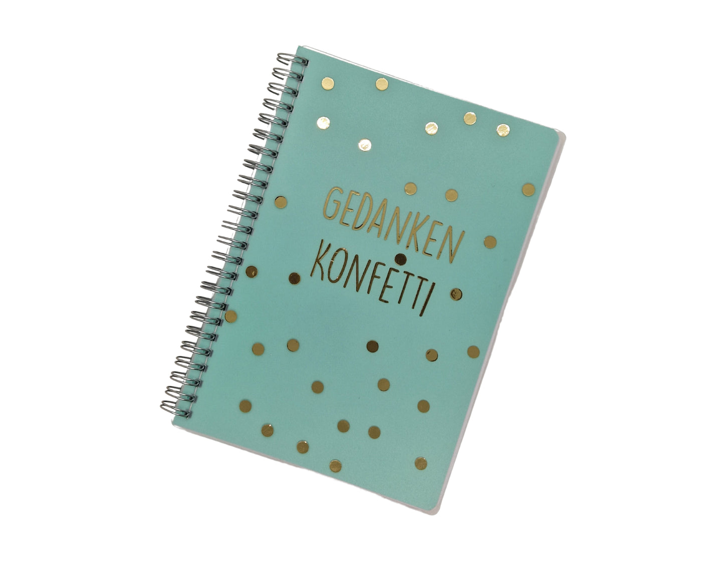 Notizbuch Gedankenkonfetti A5 gold Punkte optional als Set mit personalisiertem Lesezeichen