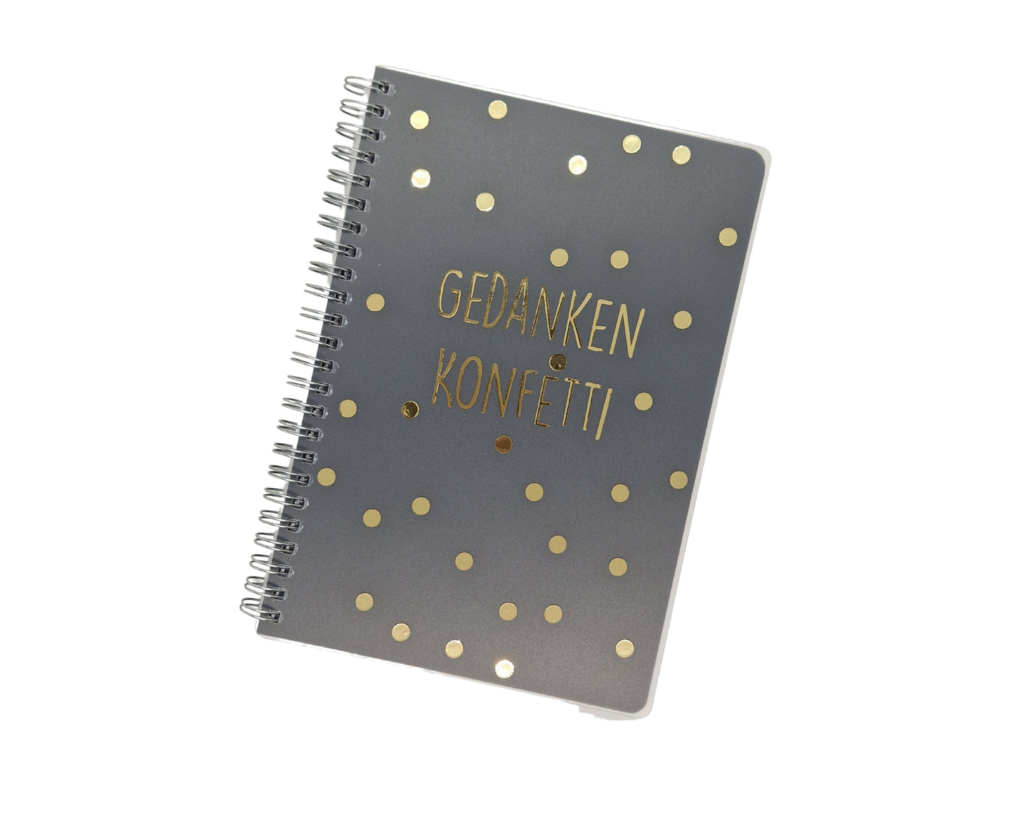 Notizbuch Gedankenkonfetti A5 gold Punkte optional als Set mit personalisiertem Lesezeichen