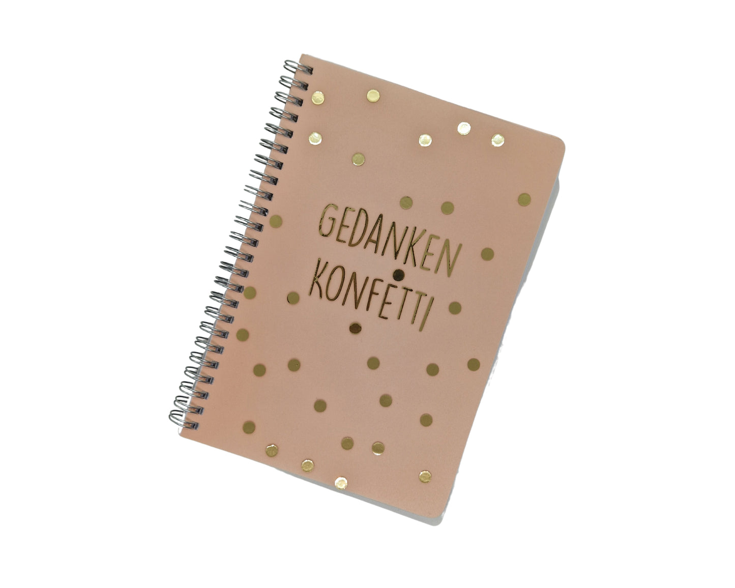 Notizbuch Gedankenkonfetti A5 gold Punkte optional als Set mit personalisiertem Lesezeichen