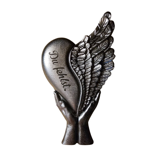 Grabschmuck Gedenktafel Herz mit Flügeln schwarz silber Allerheiligen