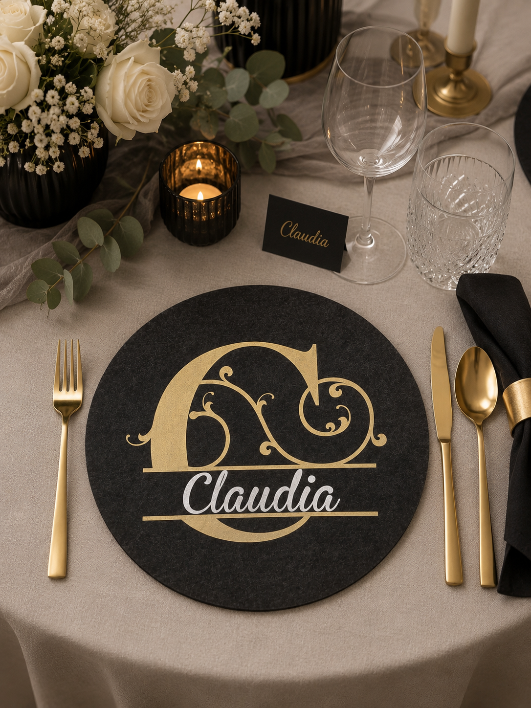 Personalisierte Tischsets aus Filz mit Monogragmm und Name
