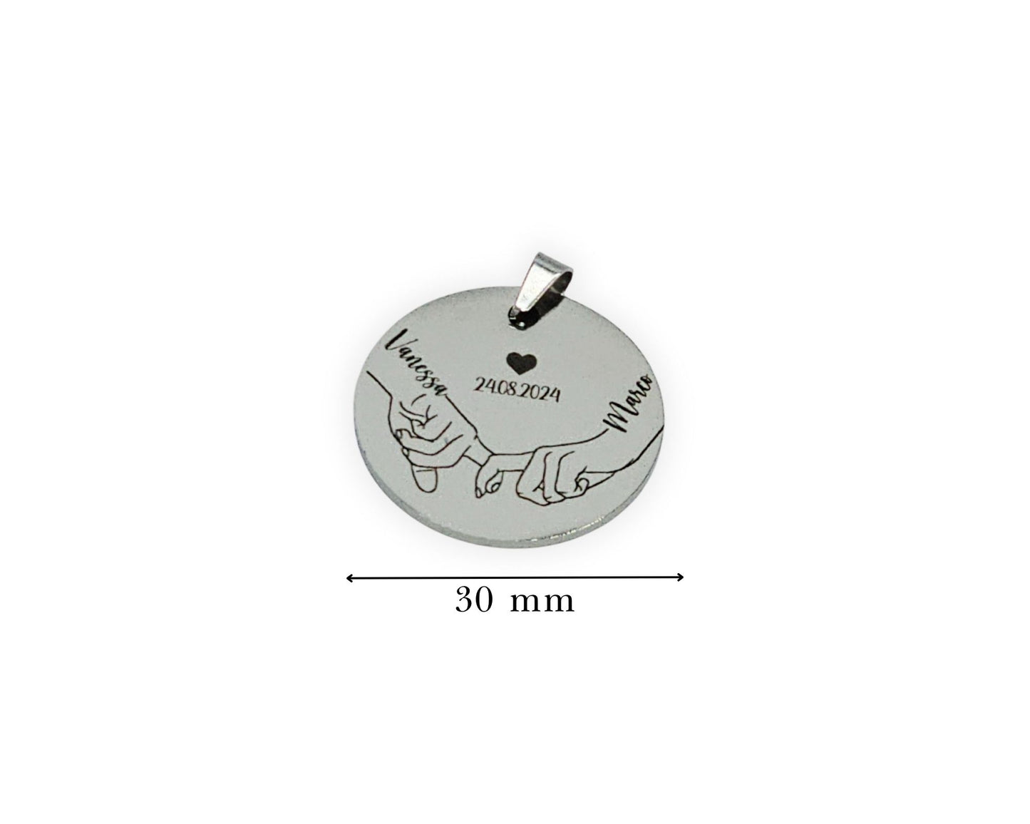 Personalisierte Halskette mit Gravur Hände Namen und Datum Edelstahl Anhänger für Paare