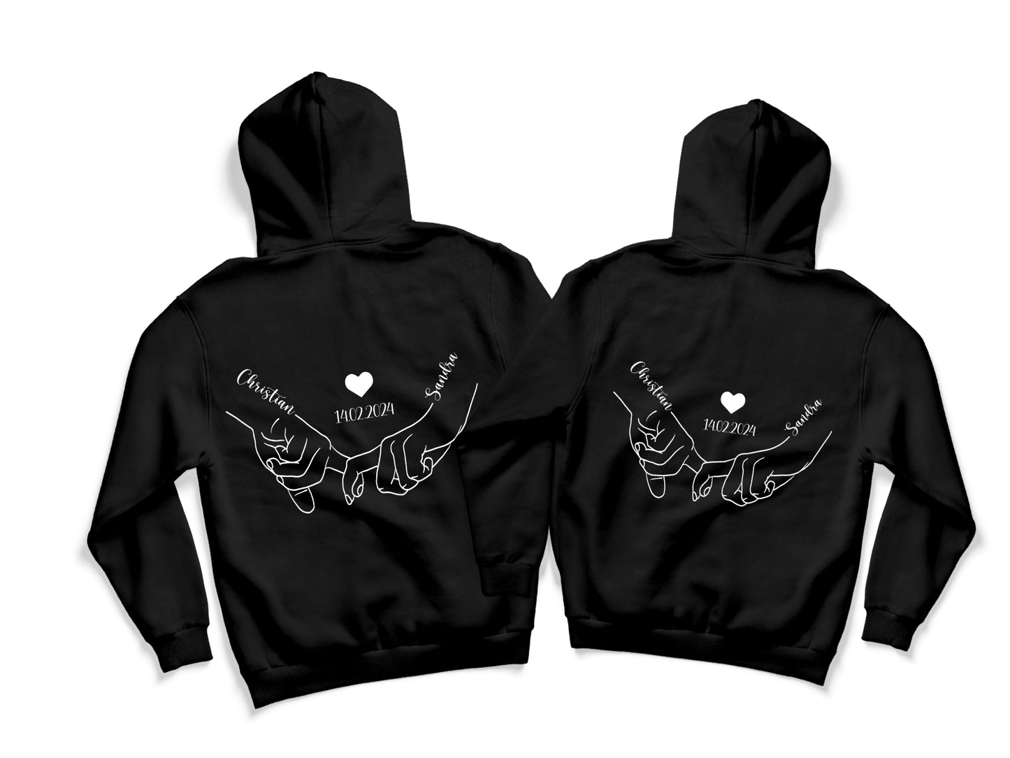 Personalisierte Pärchen Hoodies Hände Partner Sweatshirts