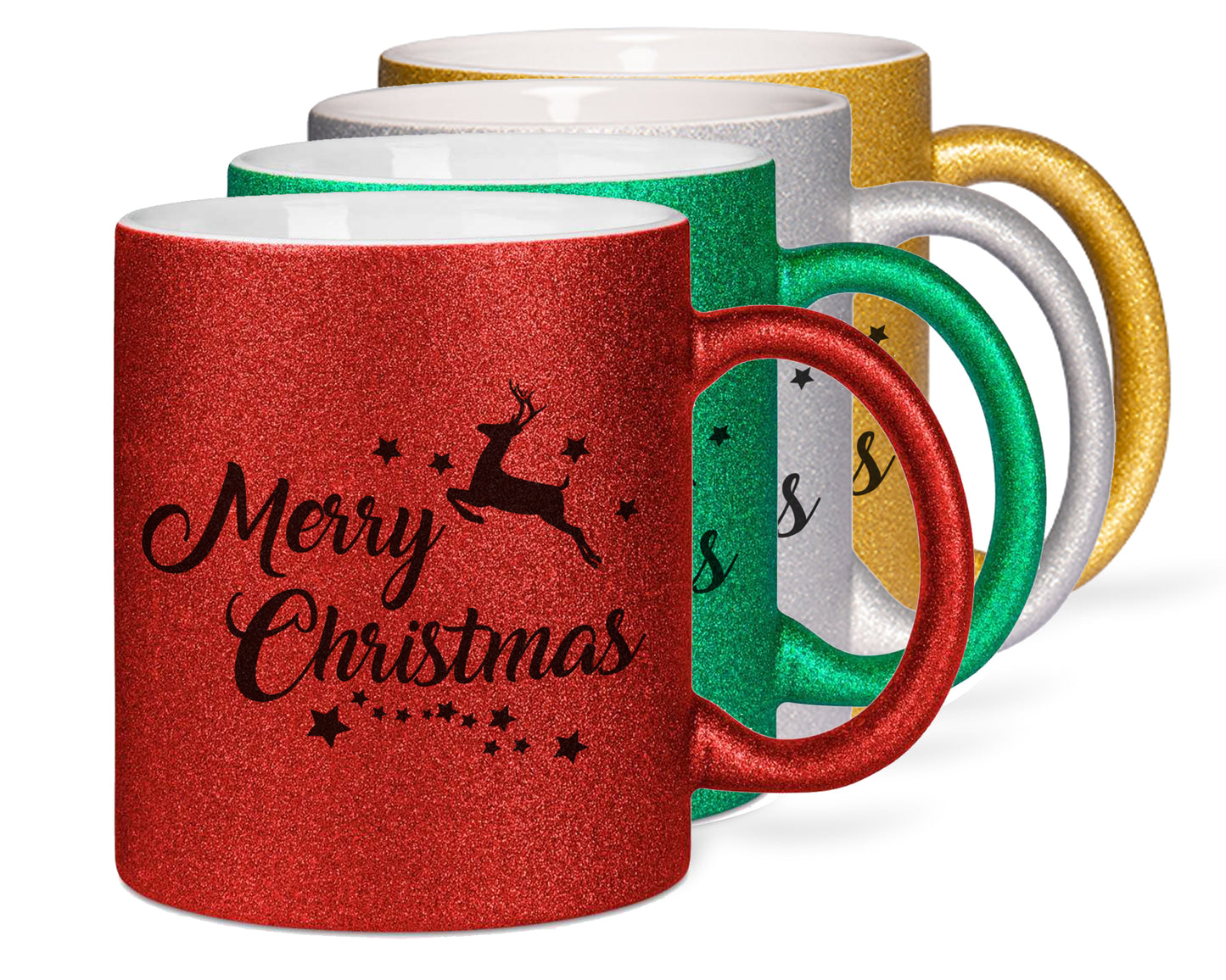 Weihnachtstasse Glitzertasse Merry Christmas Kaffeetasse