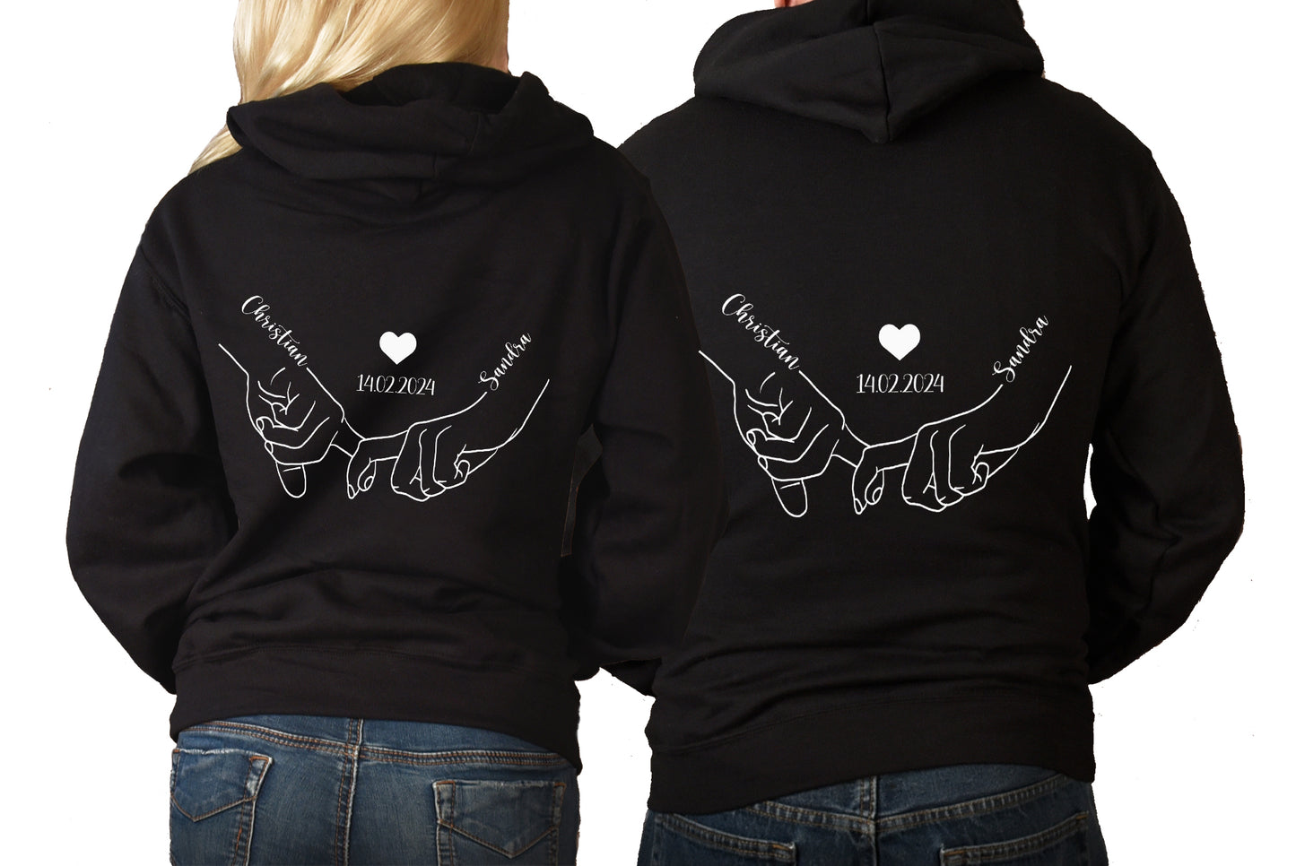 Personalisierte Pärchen Hoodies Hände Partner Sweatshirts