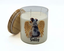 Lade das Bild in den Galerie-Viewer, Personalisierte Kerze im Glas mit Hund Flügel Abschied Haustier verstorben
