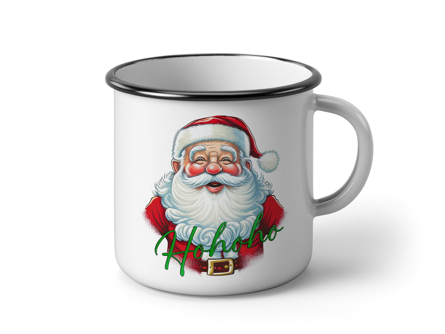 Emaille Tasse Santa Claus Hohoho Weihnachtstasse