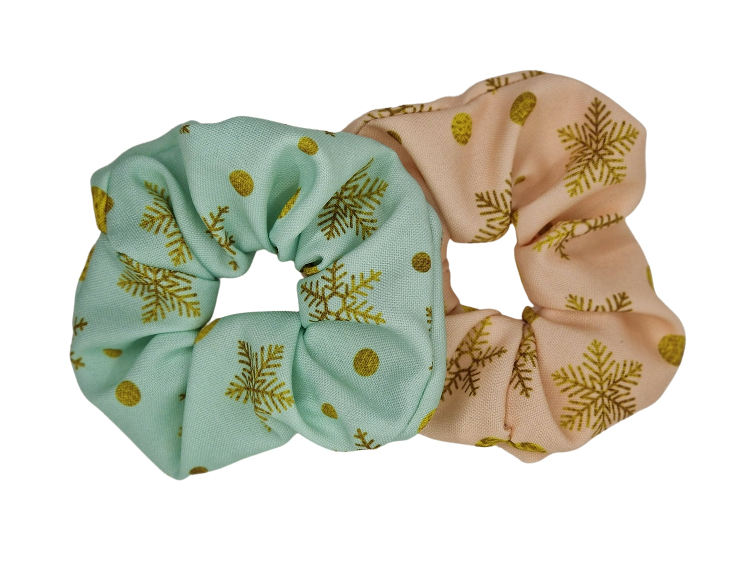 2er Set Christmas Scrunchie Haargummis mint apricot