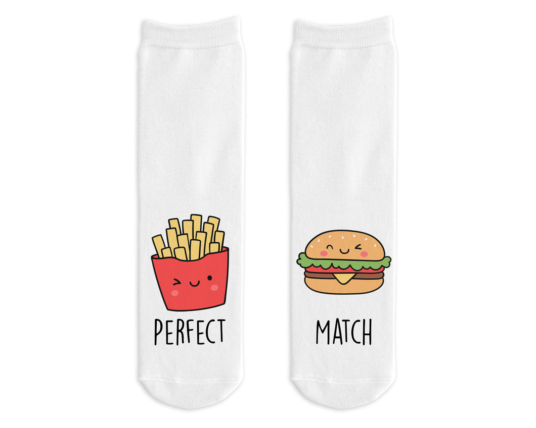 Bedruckte Damen Socken Burger Pommes Perfect Match