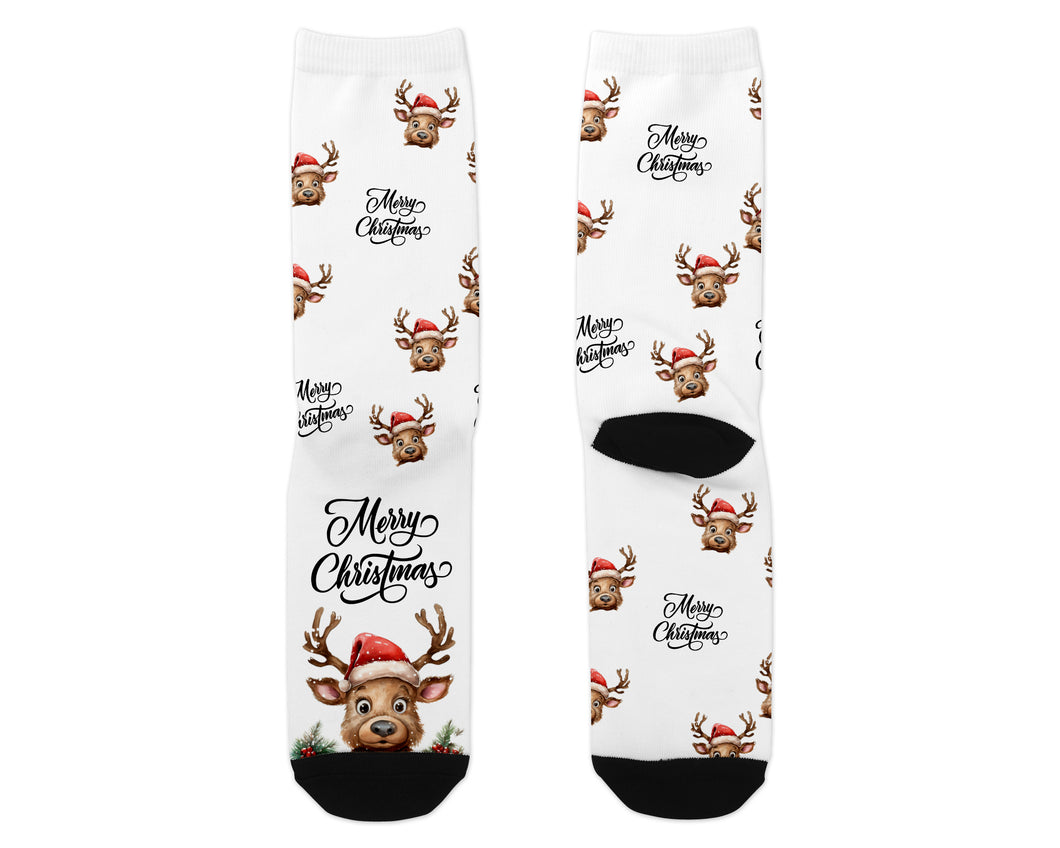 Geschenkset Merry Christmas Tasse und Socken mit Rentier Weihnachtsgeschenk