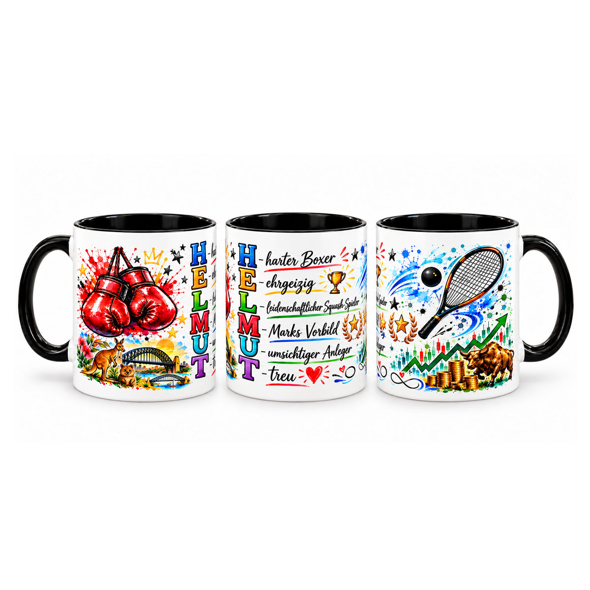 Personalisierte Tasse mit Wunschname und Eigenschaften Namenstasse