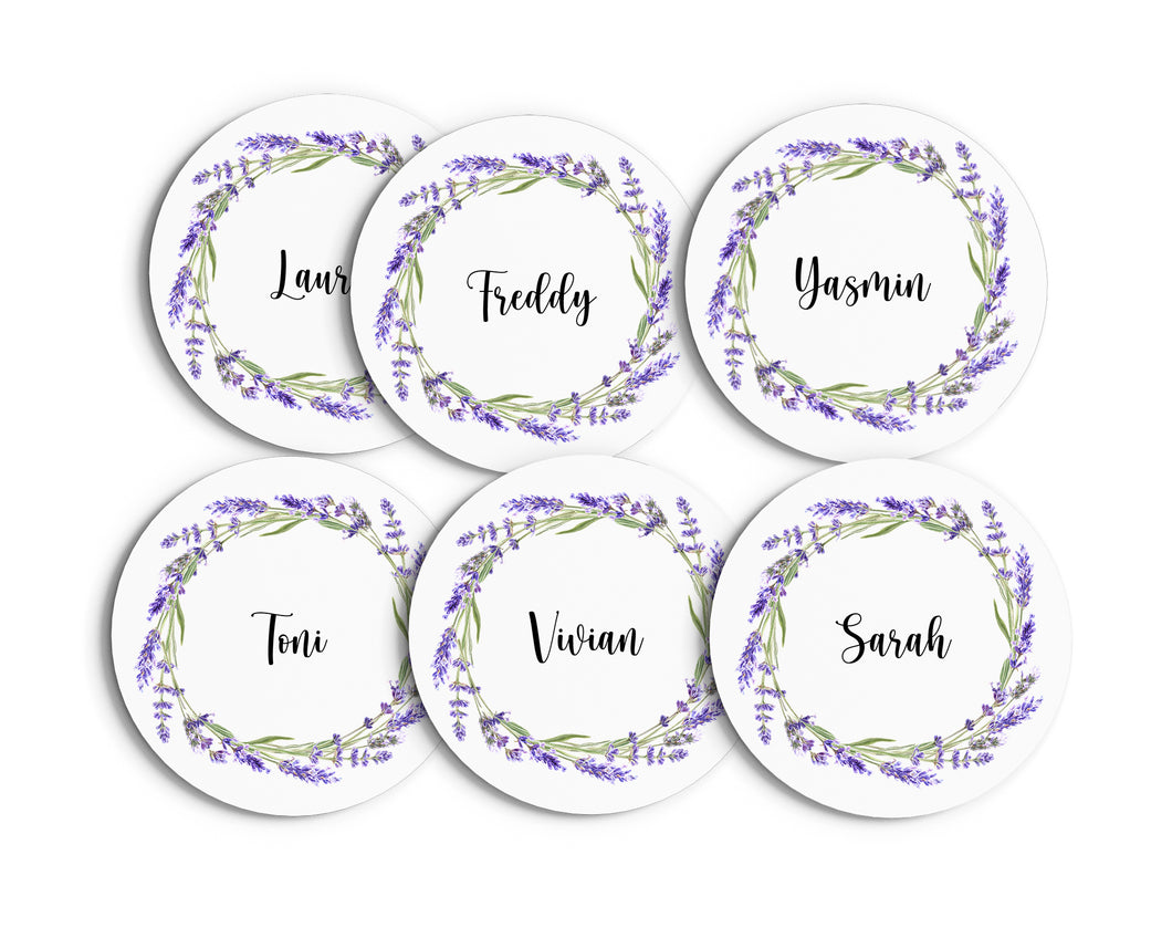 Personalisierte Untersetzer mit Wunschnamen Lavendel lila Tischdeko Platzkarte