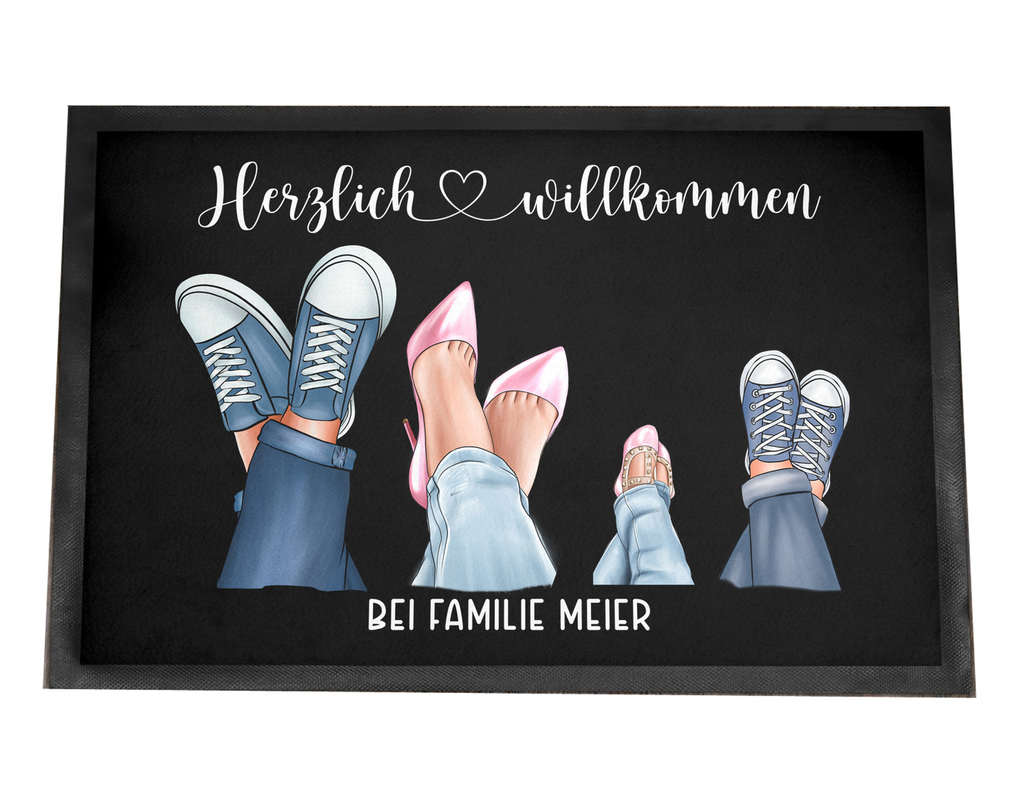 Personalisierte Fußmatte Schuhe Familie Sneakers Herzlich Willkommen Türmatte