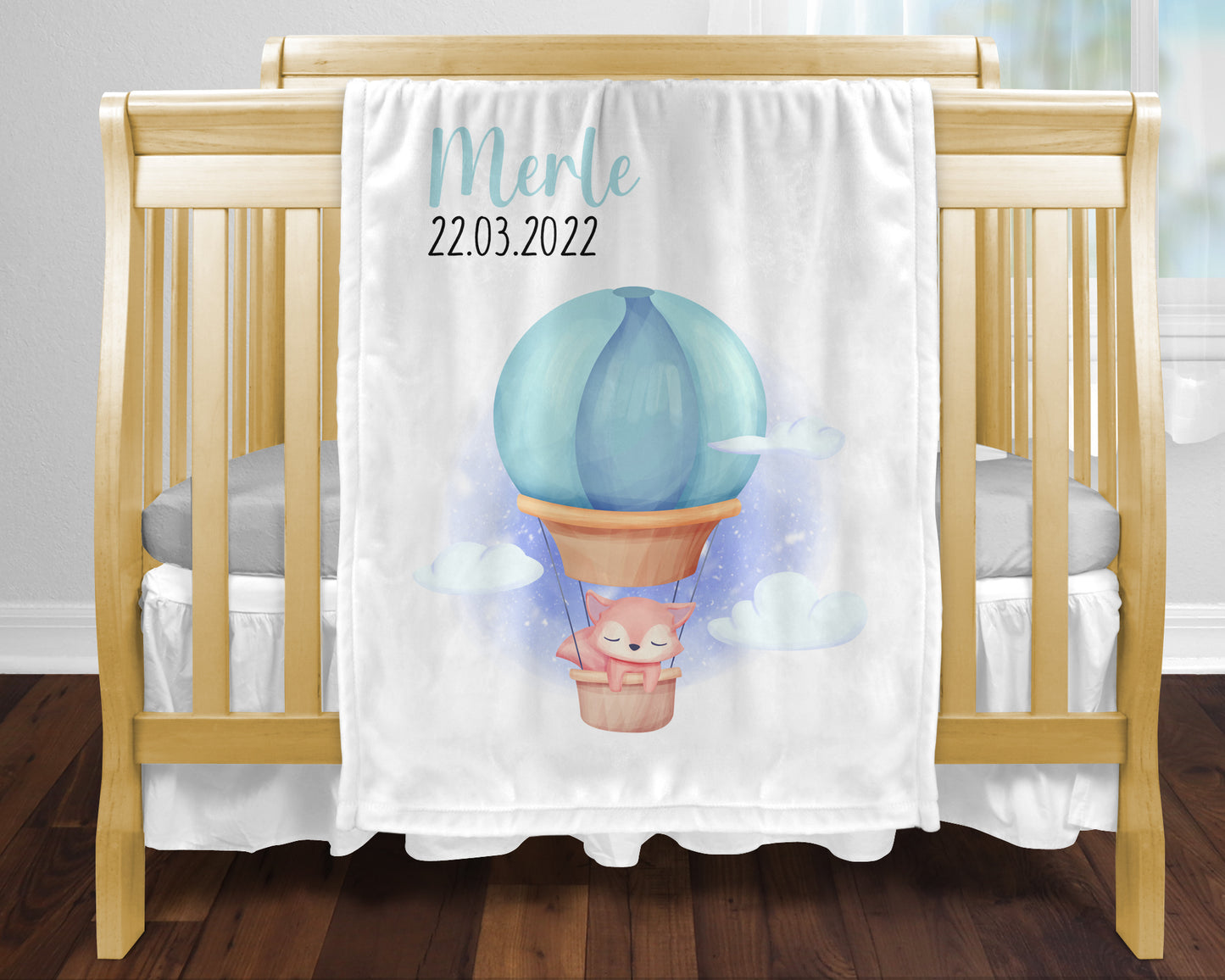 Personalisierte Babydecke zur Geburt mit Name und Datum