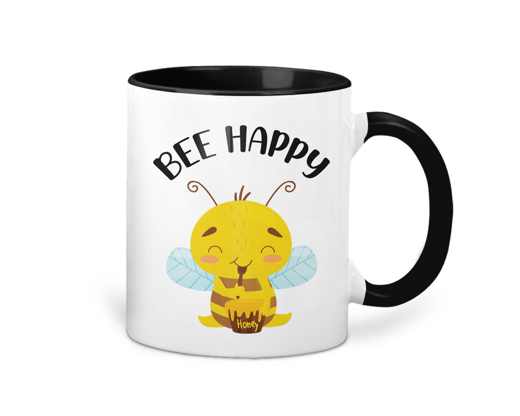 Kaffeetasse mit Biene und Spruch Bee Happy