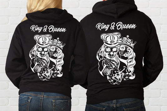 Pärchen Hoodies für zwei King Queen sugar skull Tag der Toten Partner Sweatshirts - Tachinedas Kreativshop