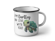 Lade das Bild in den Galerie-Viewer, Emaille Tasse Schildkröte I&#39;m turtley in love with you Valentinstag
