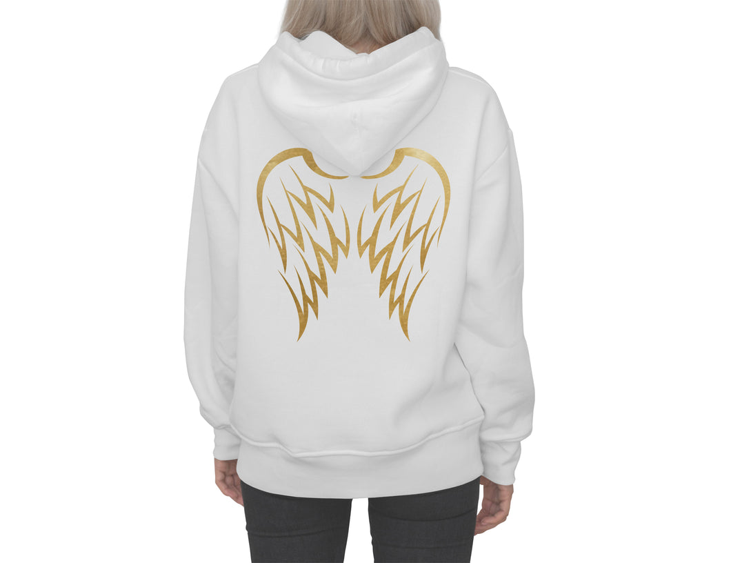 Damen Sweatshirt mit Flügeln Hoodie mit Print gold