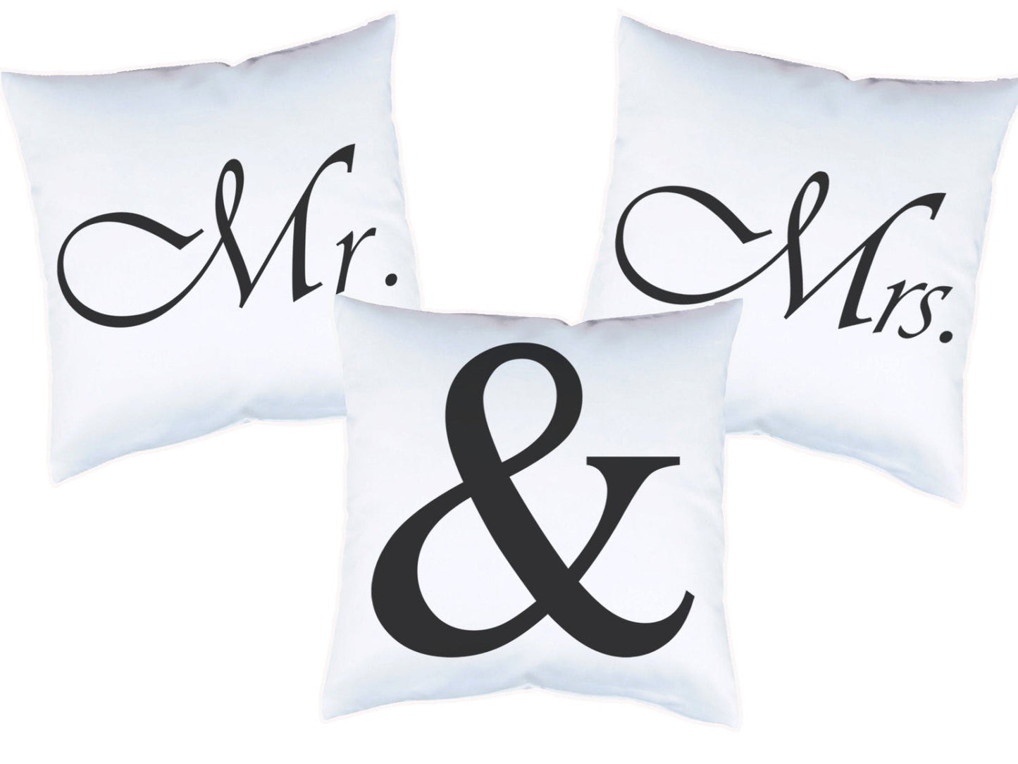 3er Set Kissen Mr & Mrs mit Print 40x40cm - Tachinedas Kreativshop