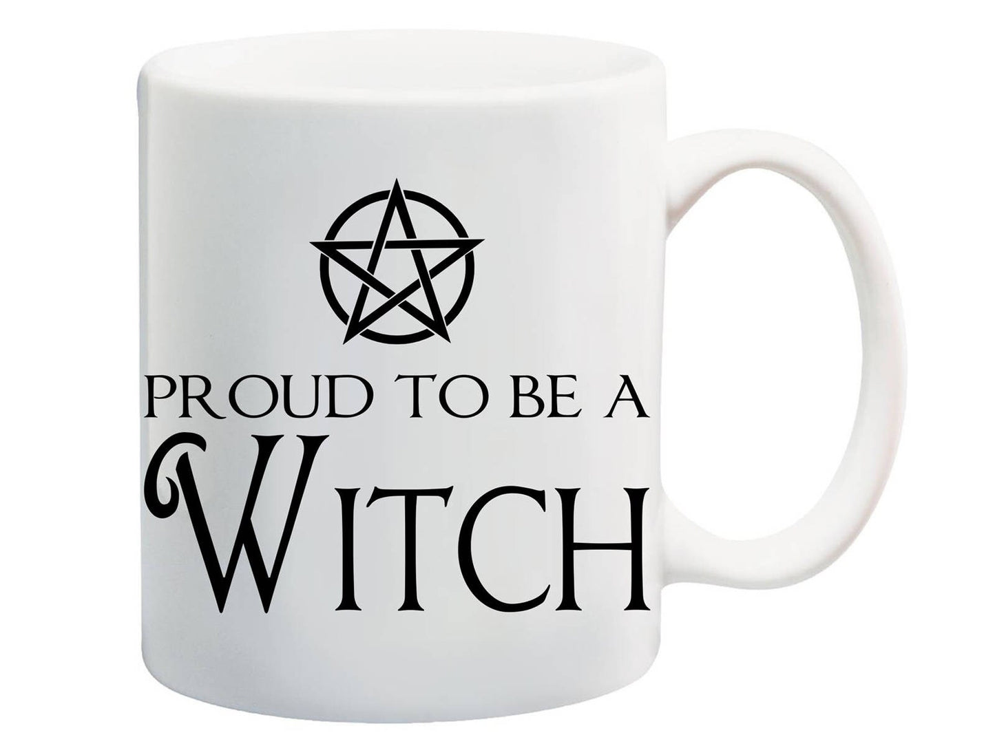 Bedruckte Tasse mit Pentagramm und Spruch Proud to be a witch - Tachinedas Kreativshop