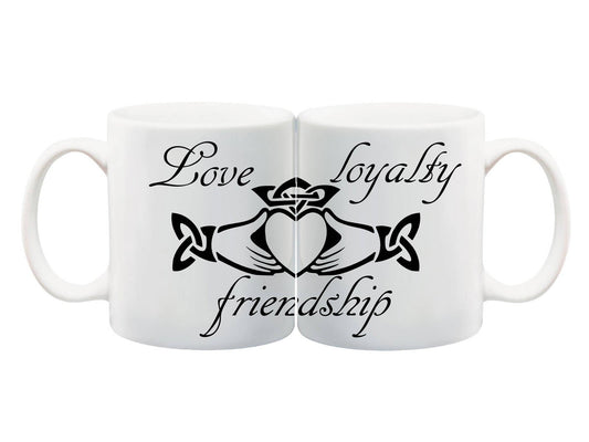 Claddagh Ring Tasse Bedruckte Kaffeetasse weiß schwarz - Tachinedas Kreativshop