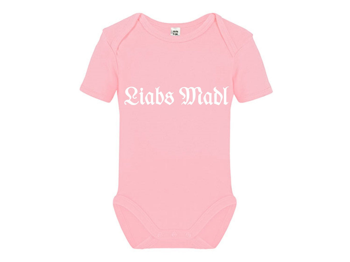 Baby Body Mädchen Strampler mit bayrischem Print Liabs Madl rosa weiß - Tachinedas Kreativshop