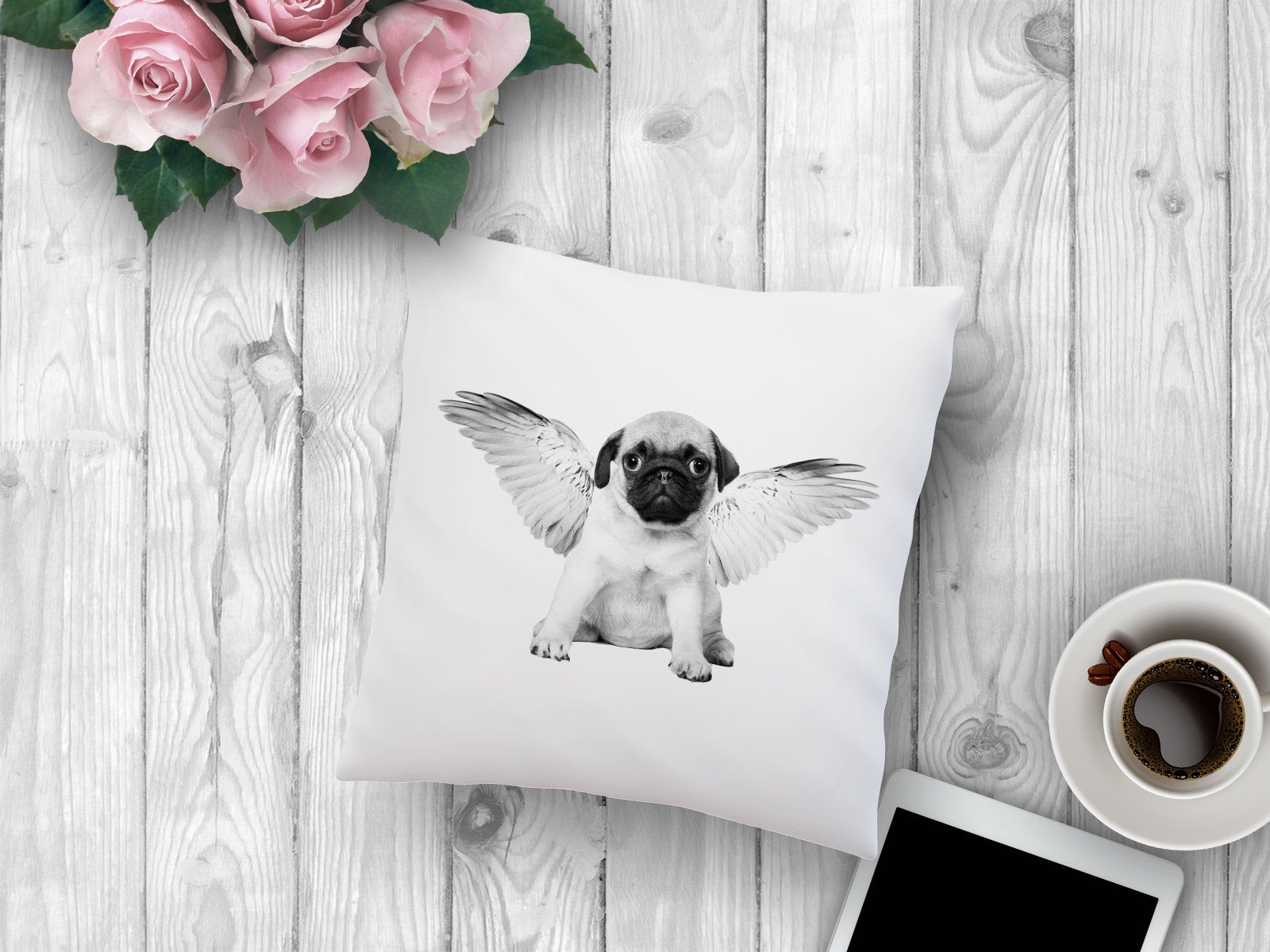 Kissen mit Mops Print Kissen mit Hund - Tachinedas Kreativshop