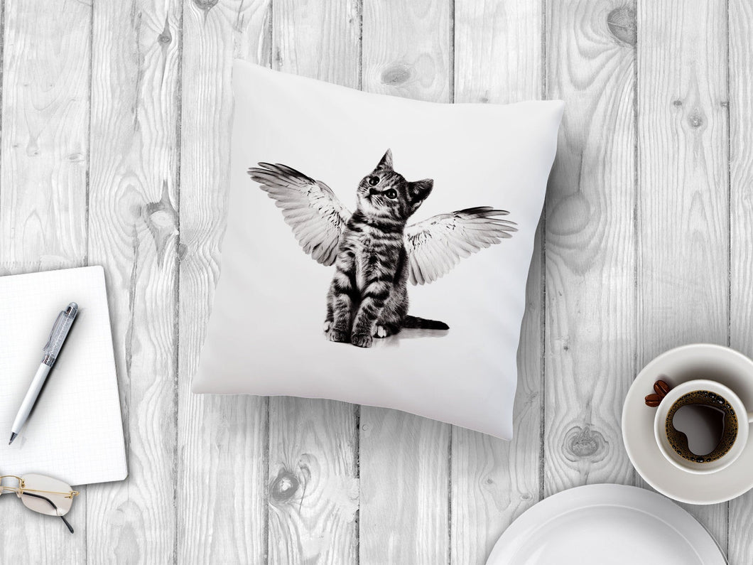 Kissen mit Print Katze mit Flügeln - Tachinedas Kreativshop