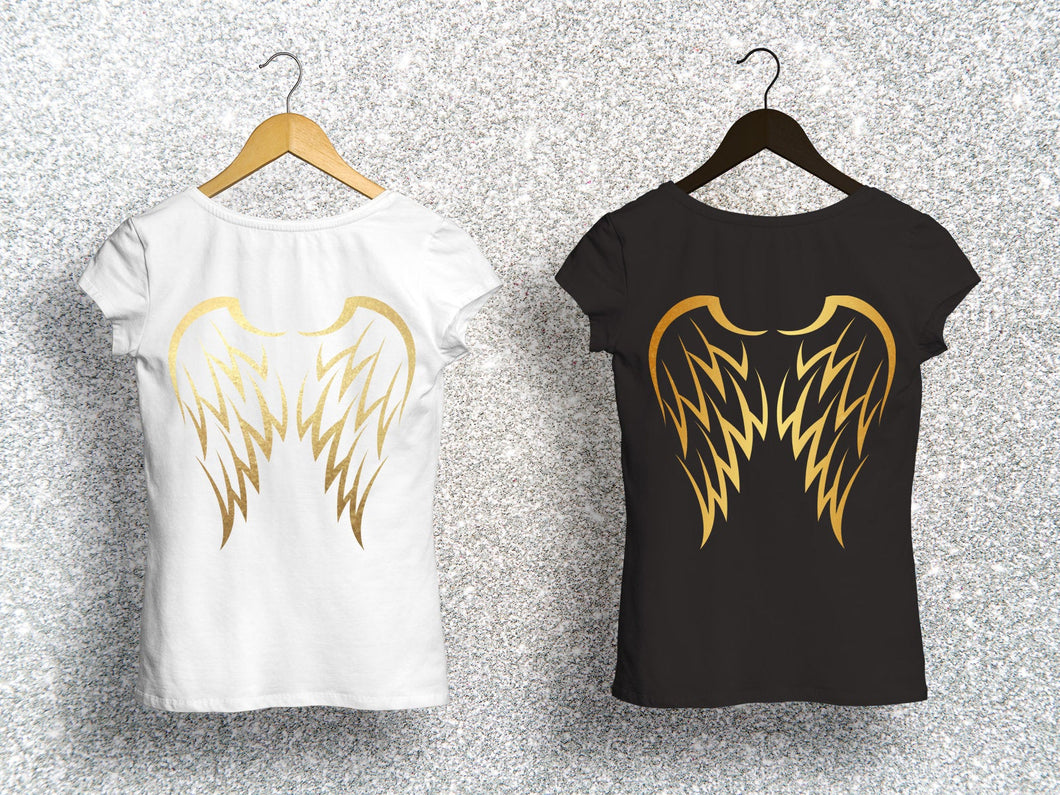 T-Shirt mit Flügel Print und Spruch Angel inside - Tachinedas Kreativshop