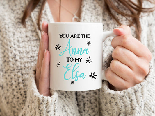 Bedruckte Tasse You are the Anna to my Elsa Kaffeetasse mit Spruch weiß - Tachinedas Kreativshop