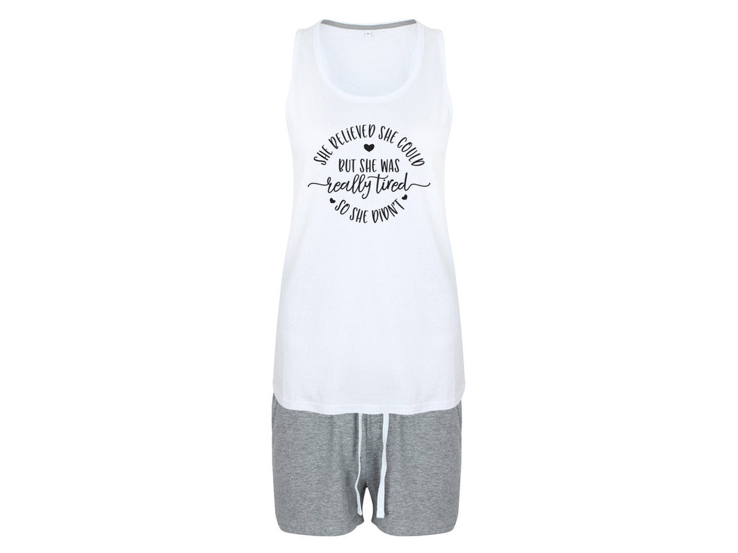 Shorty Pyjama mit motivierendem Spruch bedruckter Schlafanzug Tanktop und Shorts - Tachinedas Kreativshop
